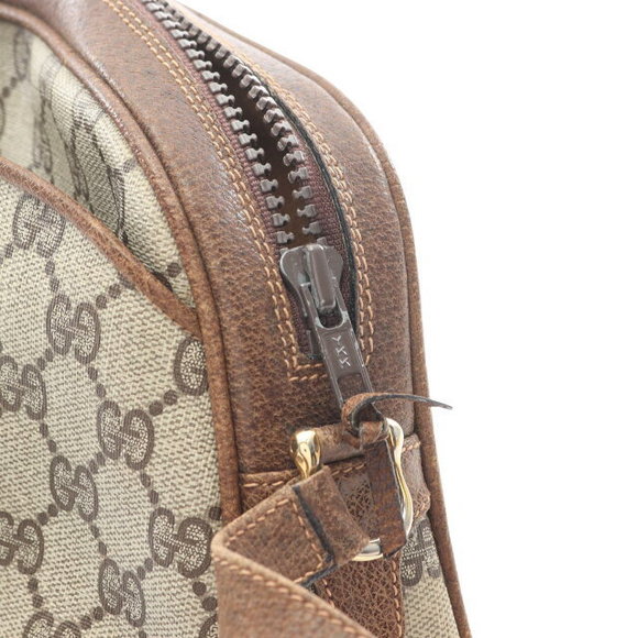 Gucci Sherry GG Plus Shoulder Bag Leather Beige Brown - Picture 6 of 10